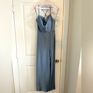 Revelry Billie Satin Bridesmaid Dress, size 2, color French blue